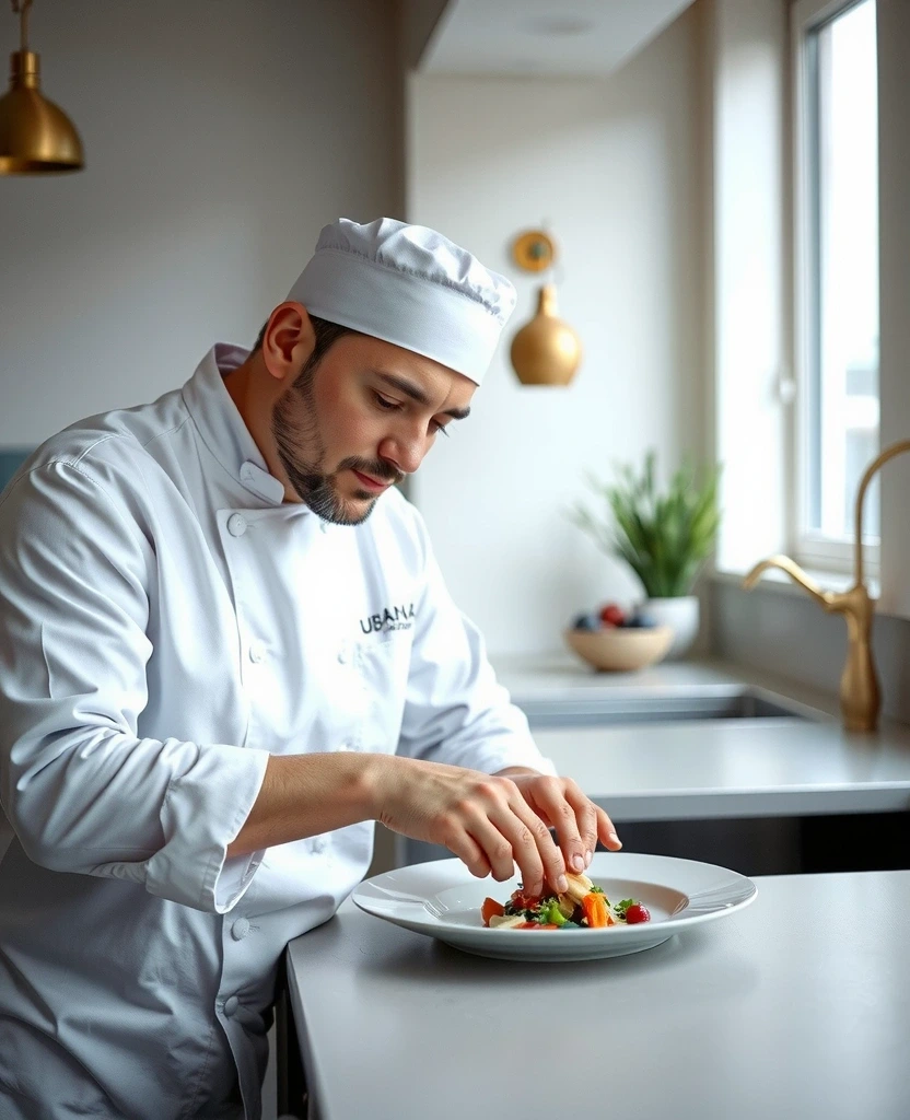 Chef plating a dish